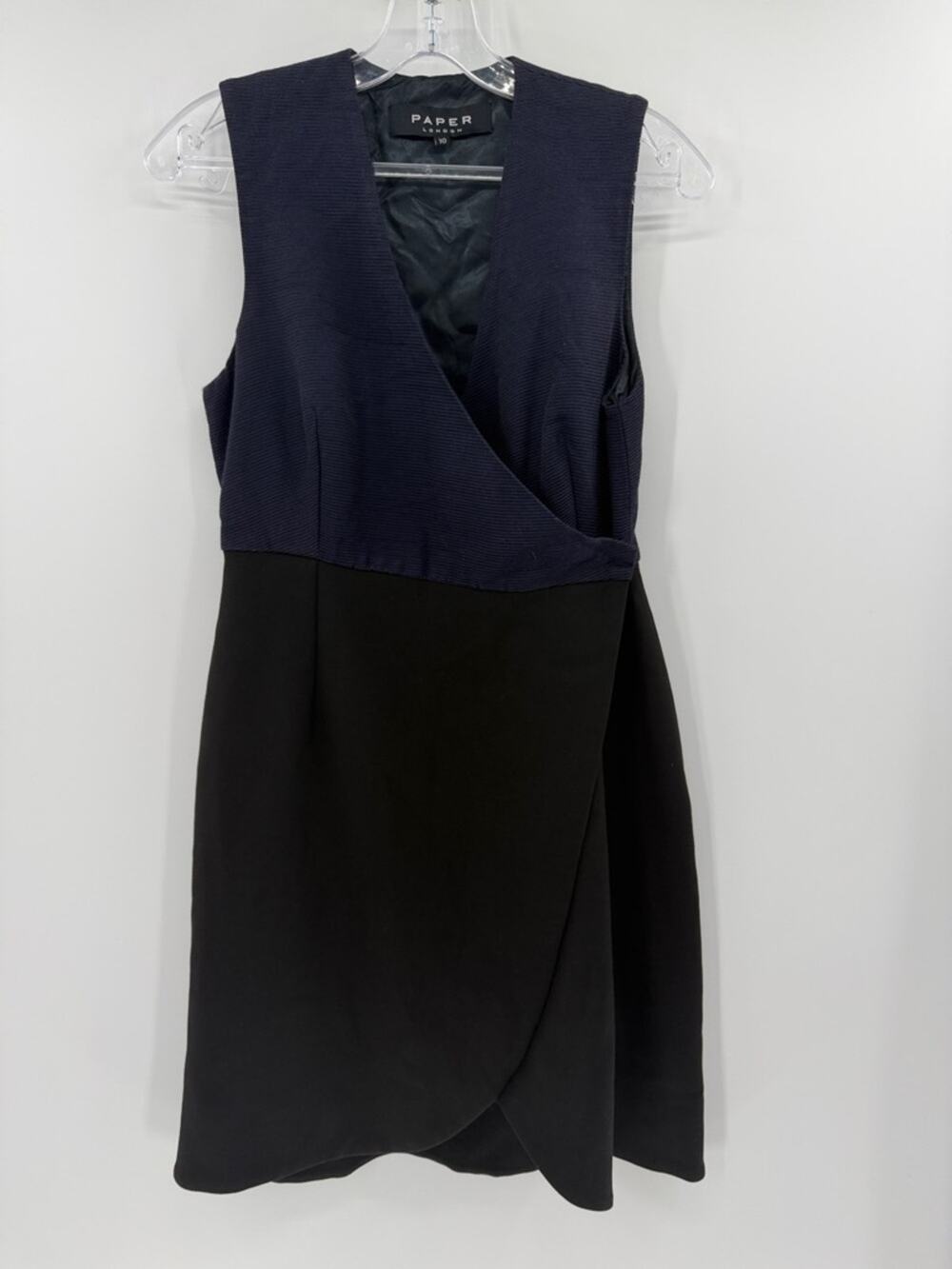Paper London Women's Sleeveless Knee Length Wrap Dress - Navy/Black - 10